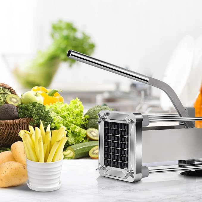 Sopito French Fry Cutter for Potatoes, 1/2 Inch Professional Grade | Durable stainless steel, easy lever operation, fast cutting. Ideal for family meals, parties and batch food prep