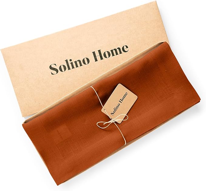 Solino Home 100% Pure Linen Cinnamon Stick Table Runner 36 Inches - 14 x 36 Inch for Dresser, Coffee Tables, Sideboard, Console - Sonoma