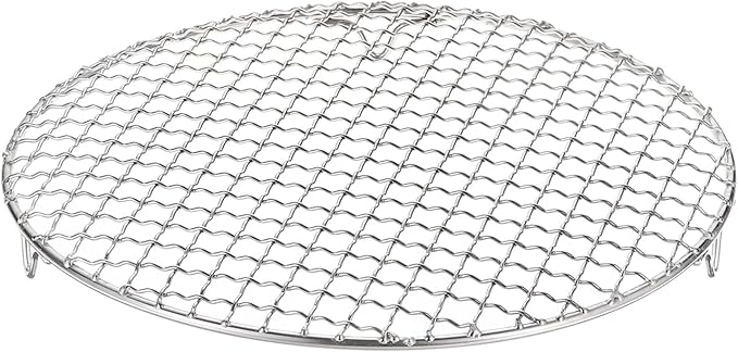 M METERXITY Cooling Rack, 10.4" Round Stainless Steel Baking Rack with 20mm Legs for BBQ/Cooking/Roasting/Grilling/Steaming/Drying, Wire Cooling Rack for Baking [Silver]