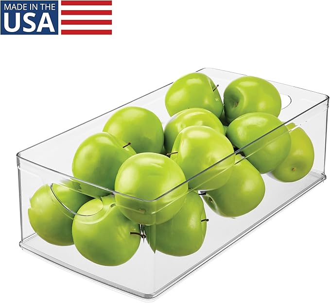 iDesign Stackable Clear Plastic Extra Long Storage Bin | Organizer for Kitchen Cabinet or Pantry