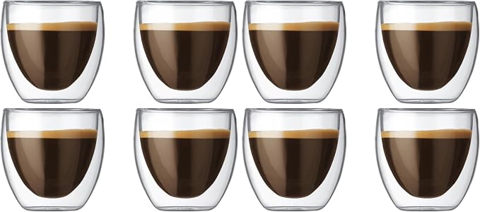 Bodum 2.5oz Pavina Double Wall High-Heat Borosilicate Glass, Set of 2, Clear (Pack of 4)