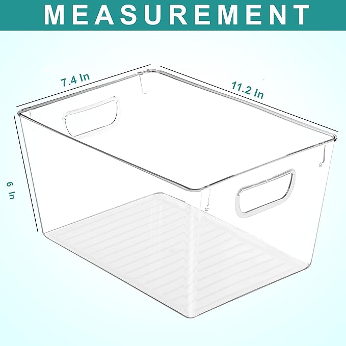 Utopia Kitchen Clear Pantry Organizers and Storage Bins 6 Pack, Large Clear Storage Bins for Pantry, Durable Freezer Organizer Bins With Handles for Organizing Fridge, Kitchen Organization