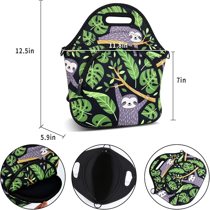 Violet Mist Neoprene Lunch Bag Tote Reusable Insulated Lunch Box with Adjustable Shoulder Strap&Pocket for Women,Men,Adults