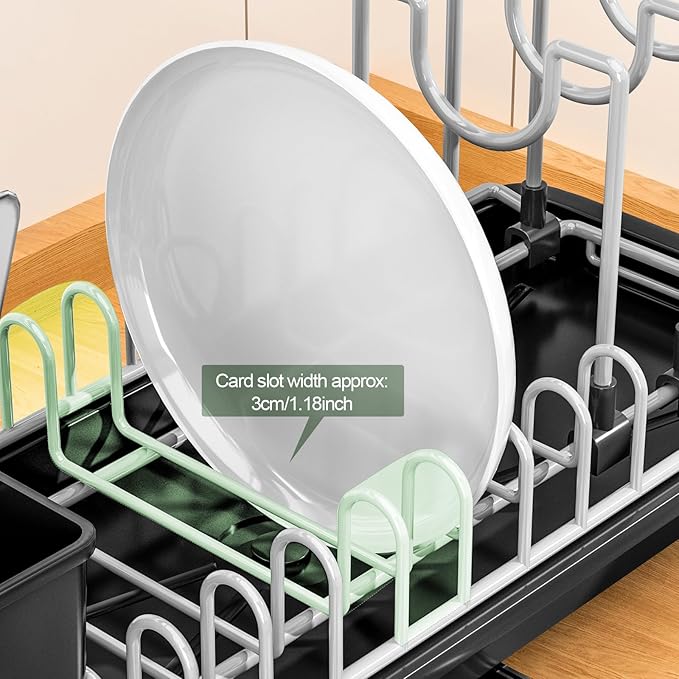 Compact Dish Drying Rack with Utensil Holder – Small Countertop Dish Drainer with 360° Rotating Drain Spout, Stainless Steel Dish Rack for Kitchen Sink, Space-Saving Design for Small Kitchen