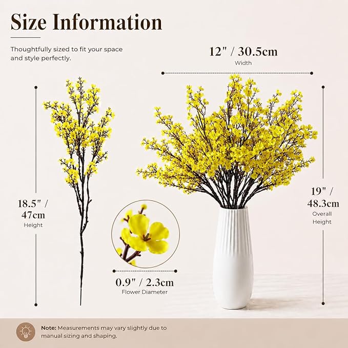 Mandy's Yellow Artificial Baby’s Breath Flowers 6 Bundles Silk Gypsophila, 18.5 Inch European Style Modern Home Decor Centerpiece, Neutral Wedding Flower Arrangements