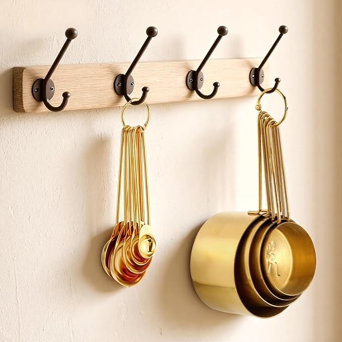 Giantree 9PCS Stainless Steel Gold Measuring Cups And Spoons Set, Metal Stackable & Long Handle Measuring Cups Measuring Spoons Set Durable Rust-Proof for Kitchen Baking Cooking