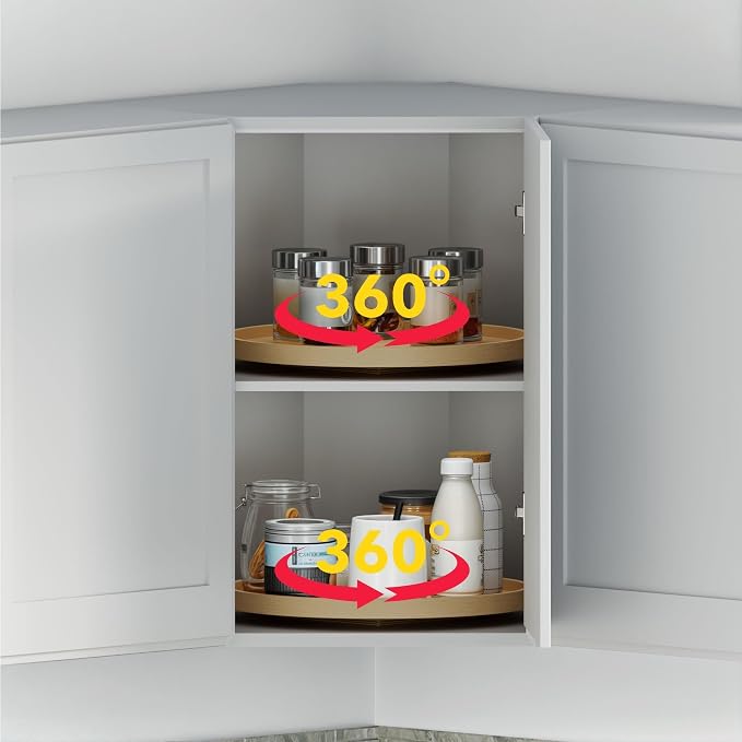 Dowell 18" Natural Wood Full Circle Lazy Susan with Aluminum Bearing for Corner Cabinets (4006 360)