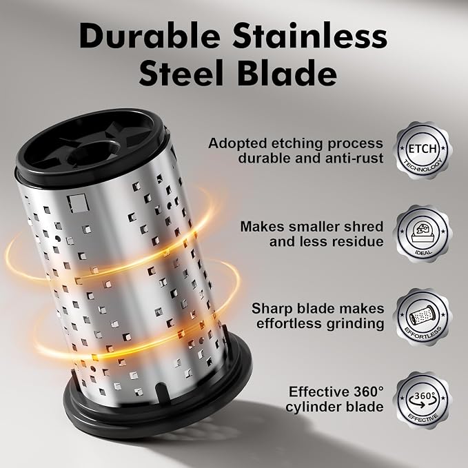 GDL Cheese Grater Handheld, Parmesan Cheese Grater, Stainless Steel Blade | No BPA, Stainless Steel Etched Blade, Dishwasher Safe, Ergonomic, Hard & Soft Cheese, Multi-Purpose, Detachable, Ambidextrous