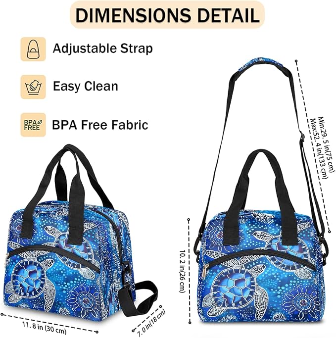 Pardick Galaxy Blue Turtle Insulated Lunch Bag for Women Girl Reusable Lunch Tote Box With Shoulder Strap Lightweight Thermal Cooler Meal Prep Bag for Work School Office Picnic