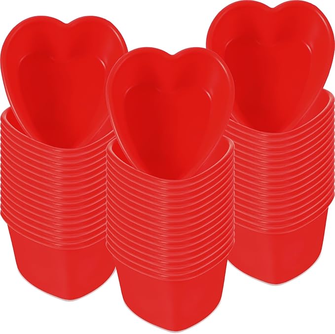 48 Pcs Heart Cake Pan Silicone Heart Cake Molds Baking Pan Nonstick Molds for Anniversary Birthday Snack Cupcake Baking (2.8 Inch)
