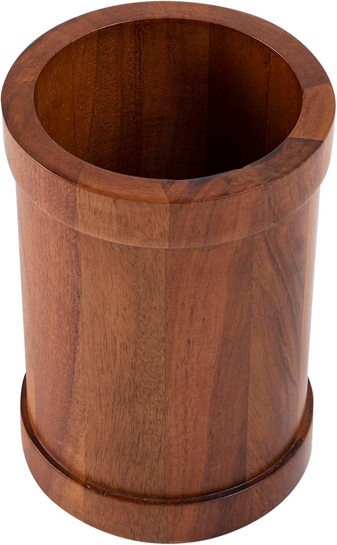 Wood Utensil Holder 7" Kitchen Utensil Storage for Counter Top Kitchen Décor Natural Finish Brown.