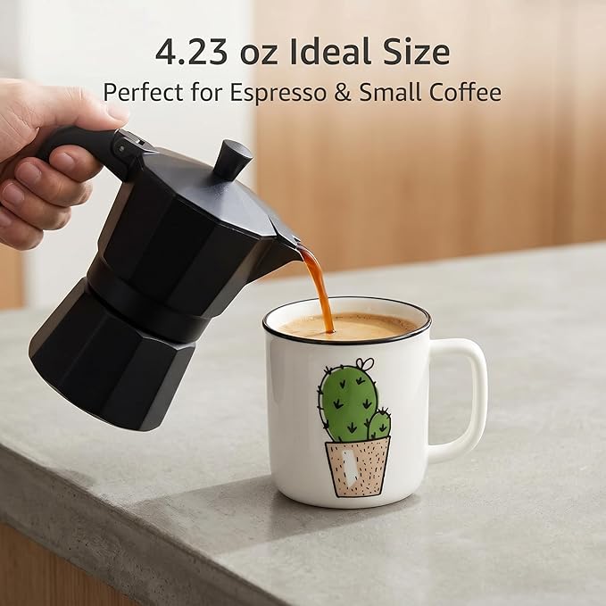Topadorn Espresso Cups Set of 4, 4oz Ceramic Demitasse Cups with Handle, Café Style Small Coffee Cups for Espresso, Cappuccino & Macchiato, Lead-Free Dishwasher Safe for Home Office Coffee Bar