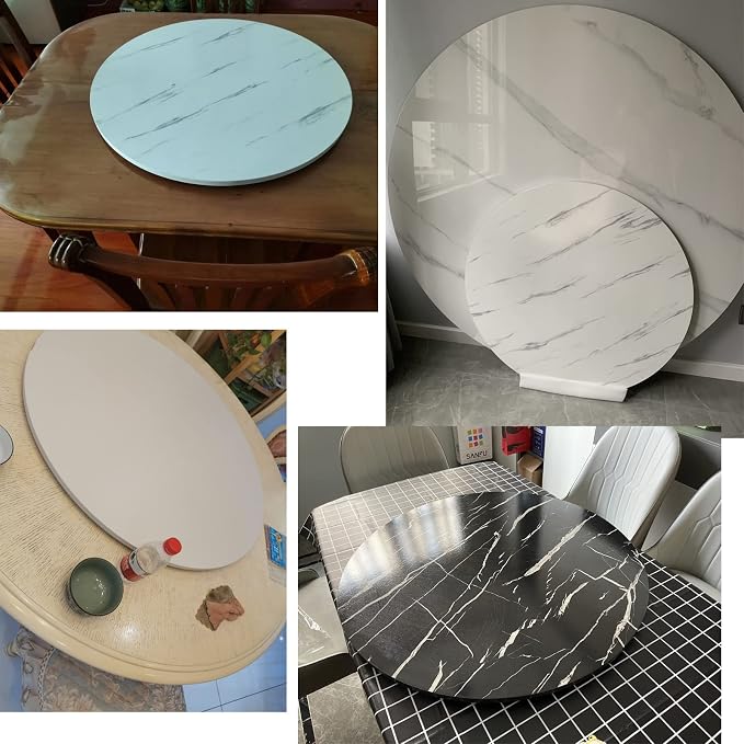 50cm 70cm 90cm Rotating Turntable Lazy Susan For Round Dining Table Tabletop, Round Wooden Rotating Tray, Sturdy, Home Kitchen Hotel Dining Table Turntable Serving Plate (Color : White-B, Size : Ø70