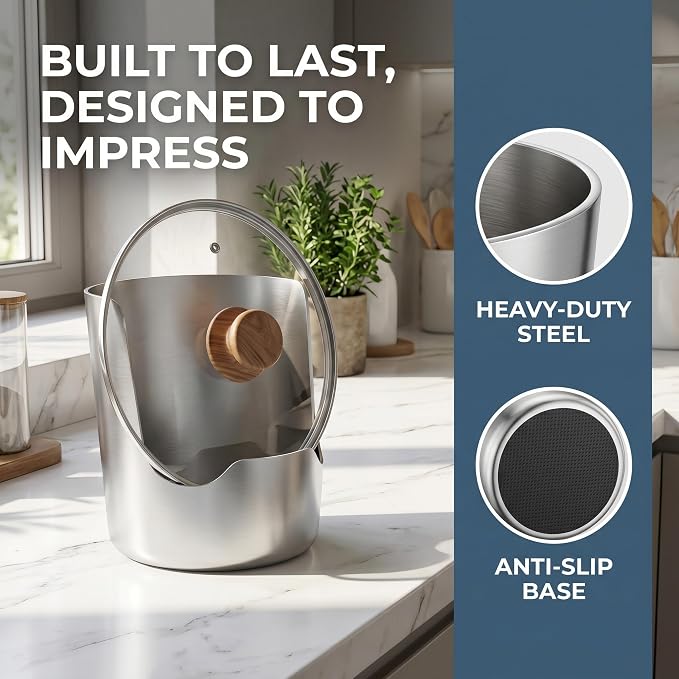 Multi-Functional Kitchen Utensil Holder for Holds Pot Lids & Spoon Countertop Organizer Tool, Space-Saving Vertical Heavy Duty Thickened 304 Stainless Steel Spoon Rest, Lid & Cutting Board Rack