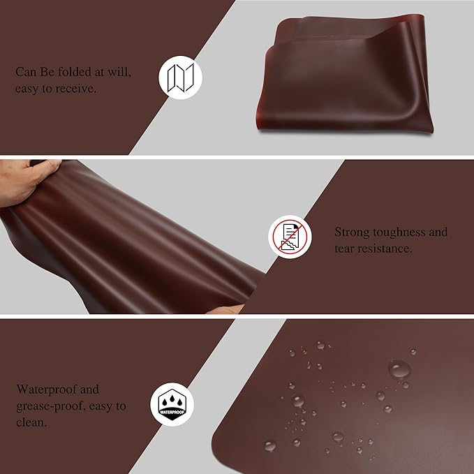 Silicone Table Mat, 2Pcs 15.7"x 11.8"x 0.03" Brown Silicone Placemats,Silicone Mats for Baking, Kitchen Counter, Jewelry
