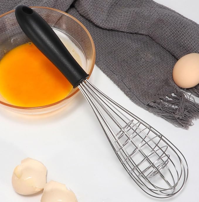 12-Inch Balloon Whisk (4 Pack), Stainless Steel Wire Whisks for Cooking, Classic Egg Beater Manual Mixer for Blending, Whisking, Beating and Stirring