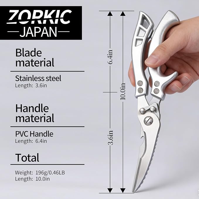 Kitchen Scissors Poultry Shears Heavy Duty Silver, Dishwasher Safe Japan Kitchen Shear for Food Chicken Scissor, Fish, Meat Cutting Scissors Cooking Shears Gifts for Men Women