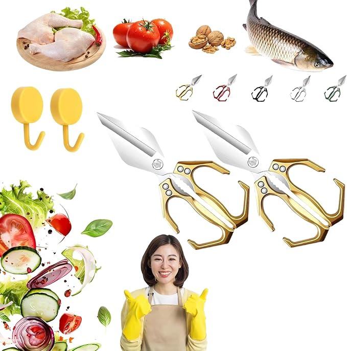 Heavy Duty Kitchen Shears, Multifunctional Heavy-Duty Kitchen Shears, Japanese Cooking Shearss for Chicken, Meat, Seafood Cutting