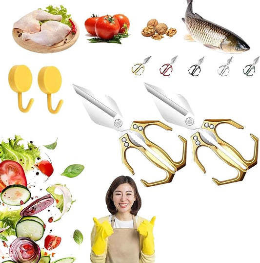 Heavy Duty Kitchen Shears, Multifunctional Heavy-Duty Kitchen Shears, Japanese Cooking Shearss for Chicken, Meat, Seafood Cutting