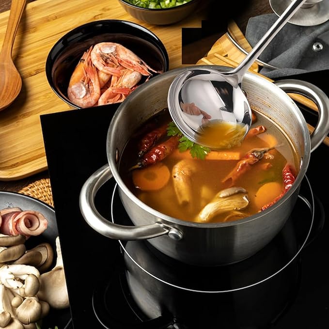 7.9'' Gravy Ladle Stainless Steel Silver Small Ladle Sauce Soup Ladles Mirror Polished Kitchen Utensil for Spooning Gravy Sauce Soup