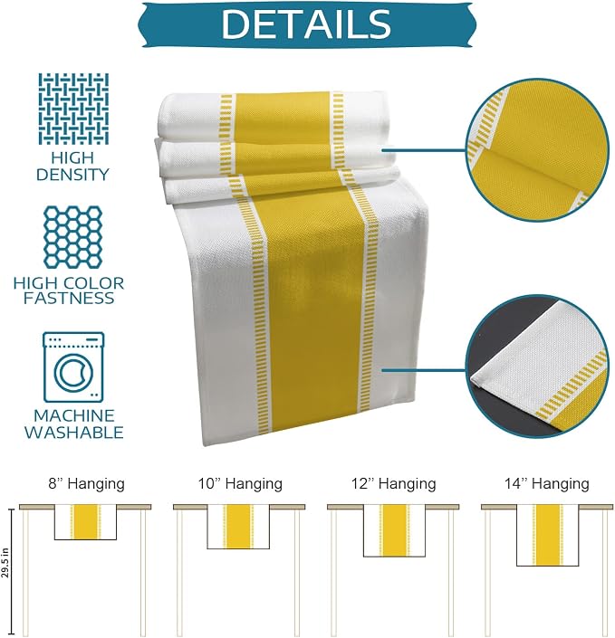 Yellow Table Runners 120 inches Long, Modern Stripes Table Runner Farmhouse Dresser Scarves,Decortaive Table Runner Cover for Kitvhen Dining Coffee Table Holiday Party Wedding