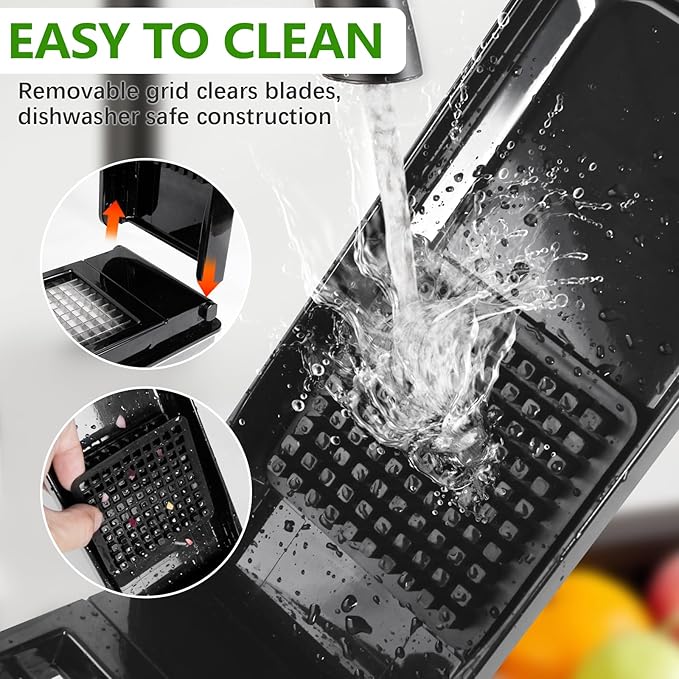 Vegetable Chopper, 4 in 1 Veggie Chopper, Multi-functional Salad Chopper, Mandoline Slicer, Onion Chopper, Food Chopper with Container and Lid (Black)