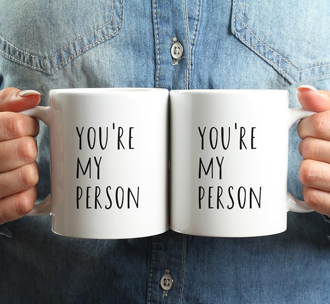 Andaz Press Funny Couples 11 oz Ceramic Coffee Mugs, You're My Person, His and Hers Mugs Set of 2, Valentines Day Coffee Mug for Him and Her, Mr and Mrs Mugs, Couple Mugs for Husband and Wife