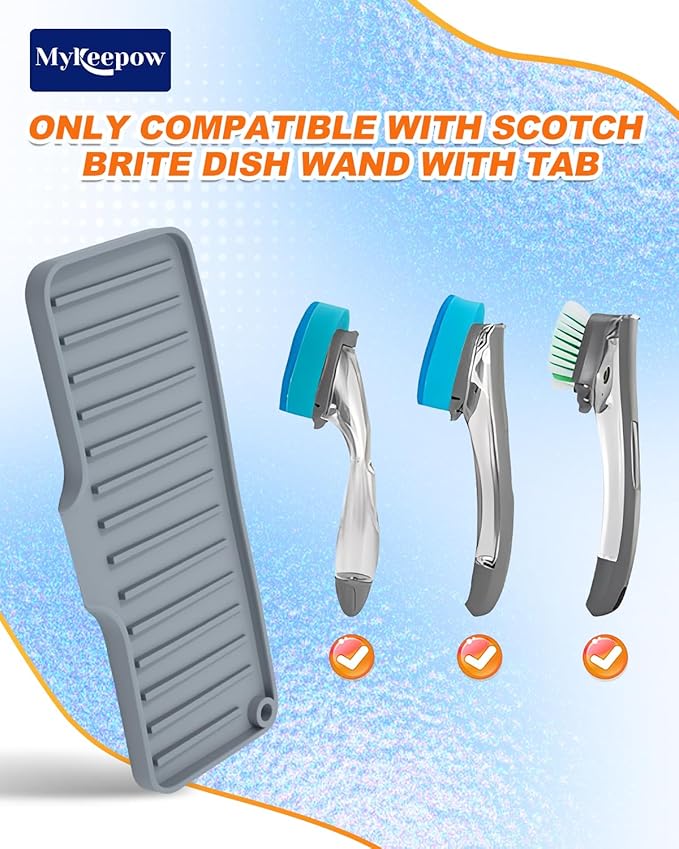 Dish Wand Holder Compatible with Scotch-Brite Dishwand,Silicone Sponge Holder Kitchen Sink Organizer Tray for Dish Caddy Soap Dispenser Scrubber Spoon Bottle