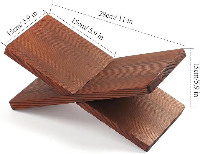 Wood Book Stand for Reading - Book Display Stand, Cook Book Stand, Textbook Stand, Recipe Book Holder Stand, Open Book Holder (Black) (Redwood)