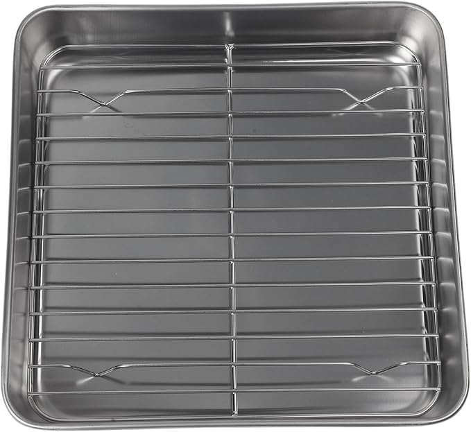Stainless Steel Baking Pan and Cooling Rack Set for Oven Roasting and Baking Multi-Size Bakeware for Kitchen BBQ and Cake Easy Clean Dishwasher Safe(24CM)