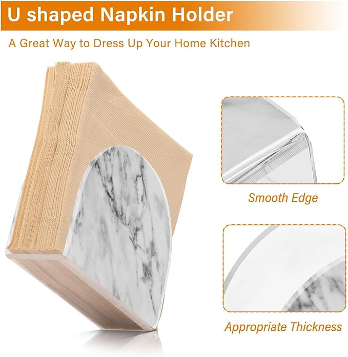 Acrylic Fall Napkin Holder for Table Kitchen Marble White Grey Cocktail Dinner Napkin Holders Paper Towel Dispenser Countertop Modern Home Decor