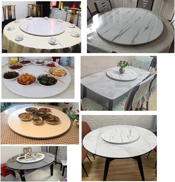 Large Turntable For Round Dining Table, Ø50-80-100cm, Wooden Lazy Susan Turntable For Garden Table, 360° Turntable Round Rotating Serving Plate, Sharing Dinner Easily (Color : Walnut, Size : Ø50cm-2