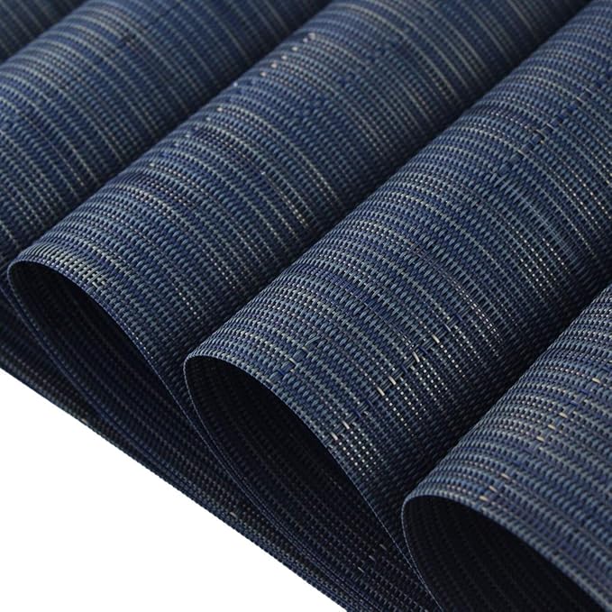 Plastic Placemats,Non Slip Washable Placemats for Dining Table Wipe Clean Table Mats Set of 6 (Navy Blue)