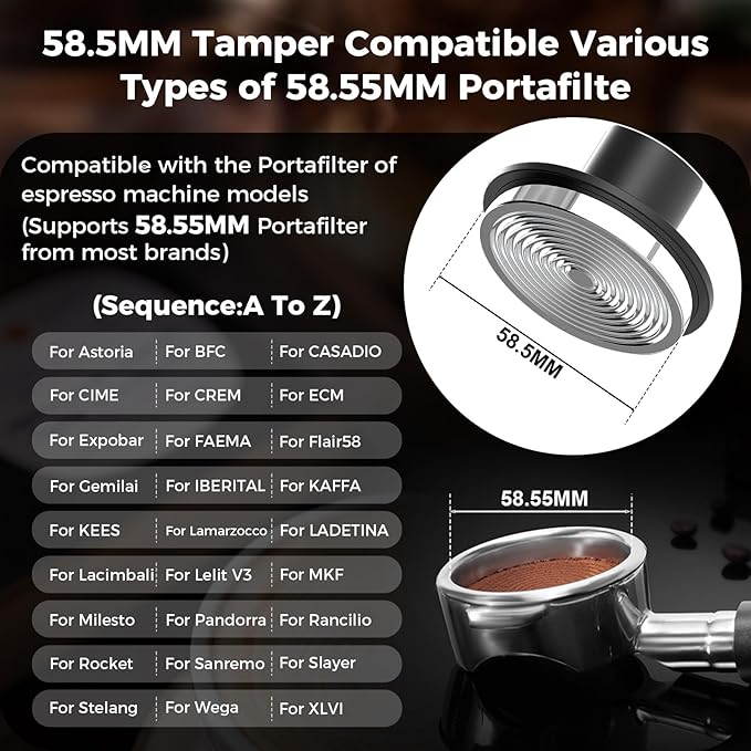 IKAPE V5 58.5MM Impact Espresso Tamper, Coffee Tamper with 15lb / 25lb / 30lb Replacement Springs, Espresso Tamper with sound Feedback