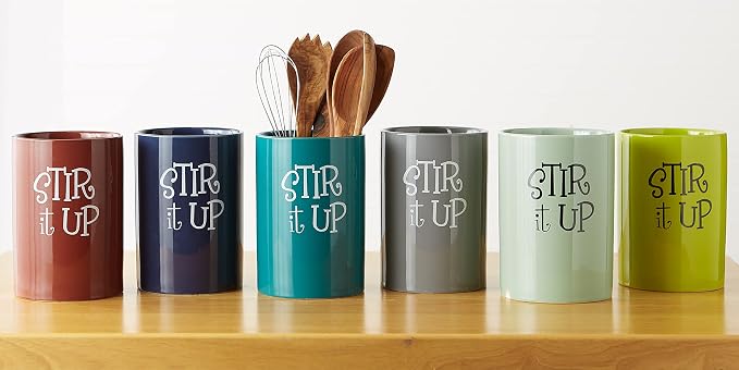 DII Kitchen Accessories Retro Collection Ceramics, Utensil Holder, Avocado