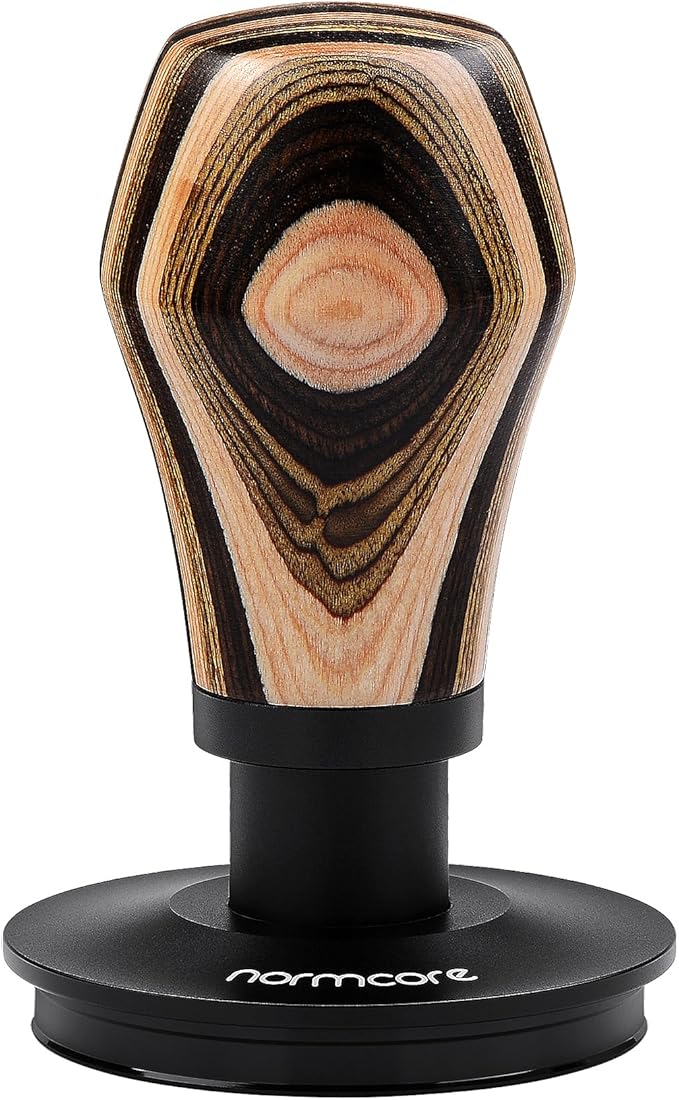 Normcore 53.3mm Coffee Tamper V4, Spring Loaded Tamper with Titanium PVD Coating Ripple Base, Espresso Tamper Fits 54mm Breville Sage Portafilters, Colorful Wood Handle