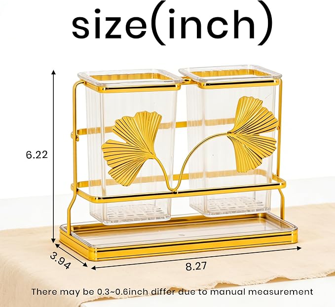 Transparent Double Barrel Square Cup Utensil Holder for Kitchen Counter, Large Capacity Silverware Caddy with Drainage System, Rust Resistant Freestanding Utensil Crock(Double barrel square cup)