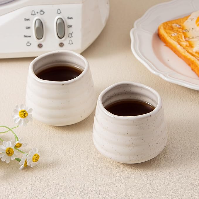 4pcs Japanese Tea Cup Set – Mini Size Cup 5OZ Ceramic Matcha Cup, Handless Espresso Cups, Cute Small Porcelain Coffee Mugs, for Coffee Tea Lovers, Dishwasher & Microwave Safe (Speckle)