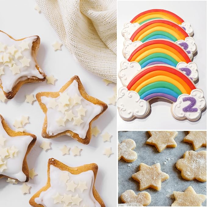 4 PCS Stainless Steel Biscuit Cutters Baby Shower Cookie Cutters, Eid Mubarak Mini Cookie Cutter Set for Baby Shower, Birthday Party, Cake, Handmade Supplies