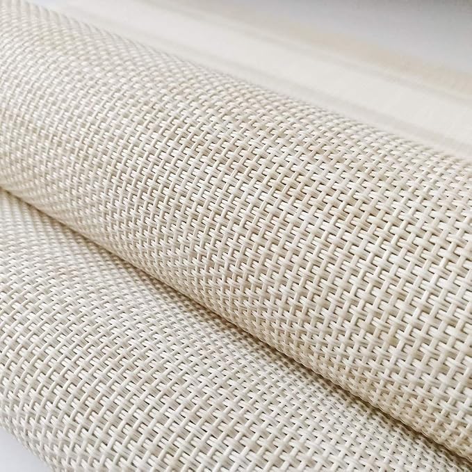 Table Mats Set of 4 Crossweave Woven Vinyl Placemats Heat Resistant Non-Slip Kitchen Placemats for Dining Table Washable Easy to Clean(White)