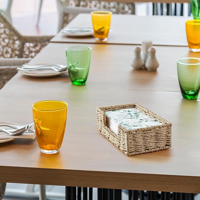 Napkin Holder for Bathroom, Woven Wicker Paper Rope Guest Towel Holder Tray, Disposable Paper Hand Towel Holder for Bathroom Accessories, Dinner Napkin Holder for Kitchen Table Party