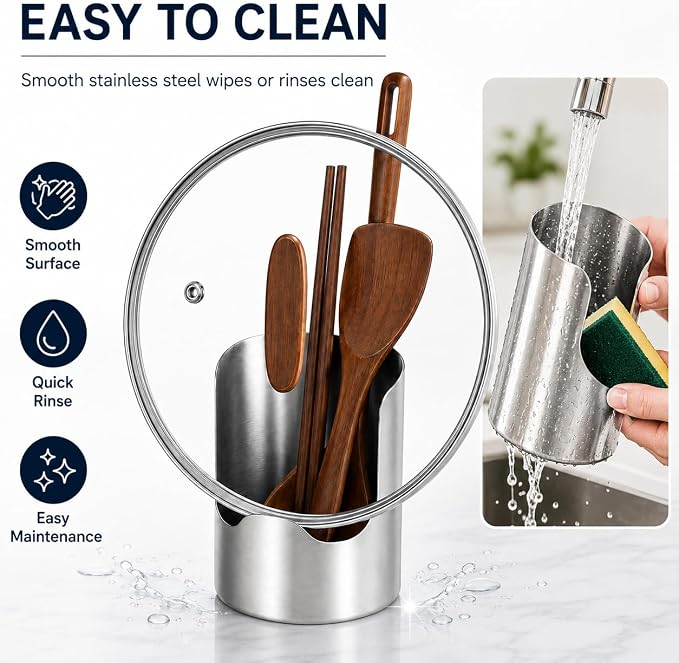 Multi-Functional Kitchen Utensil Holder, Stainless Steel Countertop Organizer for Spoons, Spatulas, Pot Lids, Cutting Boards and Cooking Tools，3pcs