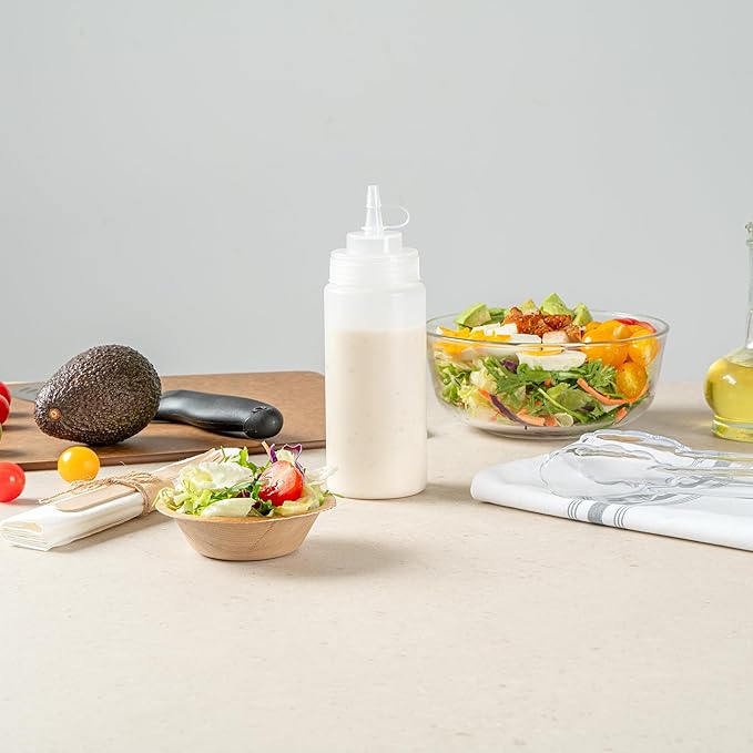 Restaurantware Plastic Squeeze Bottle 16 oz Wide Mouth Condiment Bottle With Cap Reusable Dishwashable Clear Sauce Dispenser For Syrups, Ketchup, Mustard, Oil, Dressing, Honey, Art And Craft