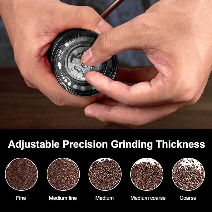 M6 Hand Coffee Grinder,Conical Burr for Espresso Pour Over French Press | 24 Adjustable Settings & Double Bearings.Hexagonal Burr.Portable Plastic-Free Hand Grinder for Travel, Camping,Home & Office