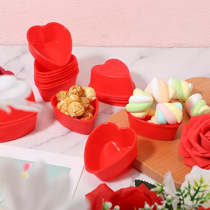 48 Pcs Heart Cake Pan Silicone Heart Cake Molds Baking Pan Nonstick Molds for Anniversary Birthday Snack Cupcake Baking (2.8 Inch)