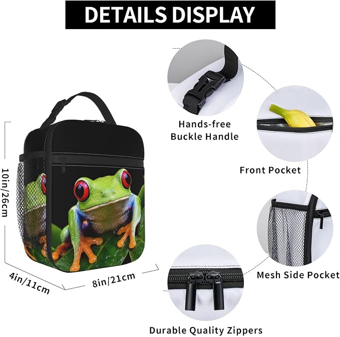 Frog Lunch Box Insulated Soft Bag Reusable Cooler Bag For Women&Men&Work Picnic Hiking