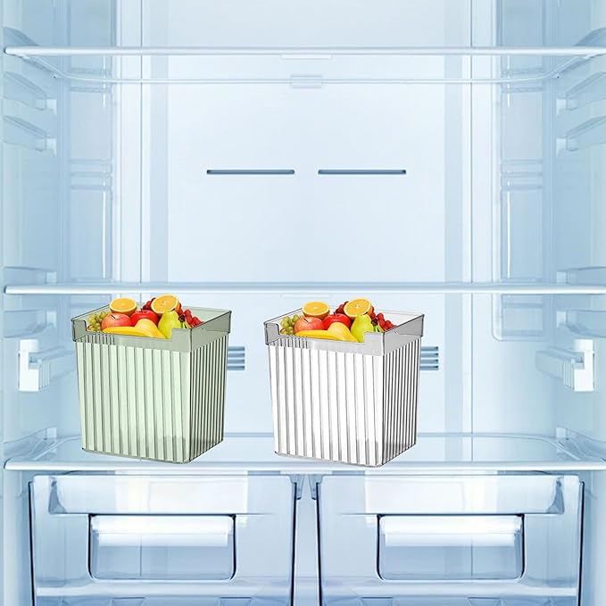 Clear Plastic Storage Bin, Refrigerator Organizer Bin, Translucent Multifunction Freshness Keeping Refrigerator Storage Organizer Bin for Fruits and Vegetables (Dark Green)