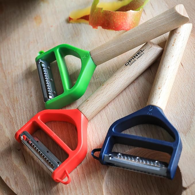 Opinel T-Duo 254621 Wooden Peeler in Red for Peeling Vegetables and Preparing Juliennes One Size