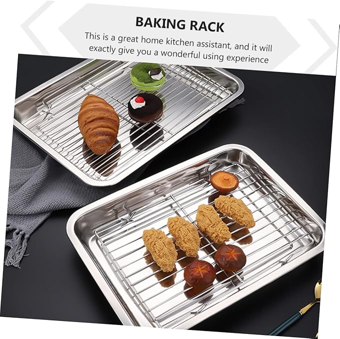 Zerodeko 1pc Stainless Steel Cooling Rack and Roasting Holder for Baking Multi-purpose Kitchen Tool for Cooling Cakes Barbecue and Drying Vegetables