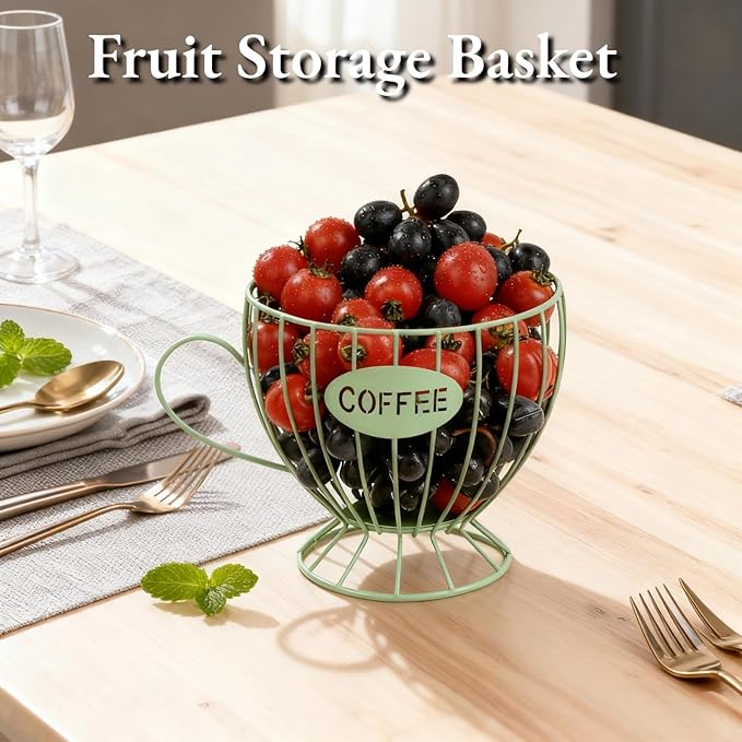 Metal Coffee Pod Holder Wire Coffee Pods Storage Basket Espresso Capsule Storage for Home Kitchen Cafe Hotel (09 Green cup)